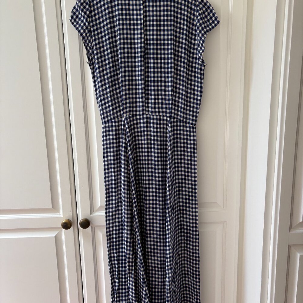 Reformation Fauna Blue Gingham Midi Dress Size 6 - Picture 4 of 6